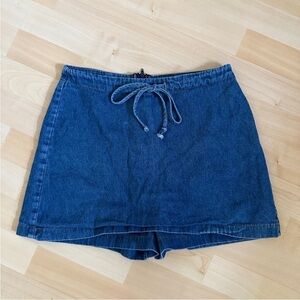 Vintage Y2K Denim Jean Skirt Short Skort Drawstring Summer Spring Casual Women’s